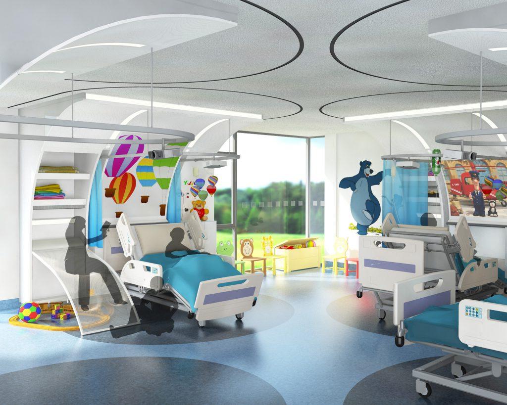 Product-bedpod-rendering-hospital-room-cruciform-ward